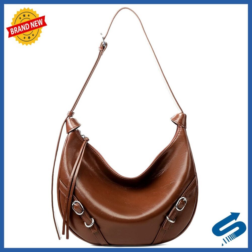 Vegan Leather Crescent Hobo Bag Adjustable Strap Shoulder Bag